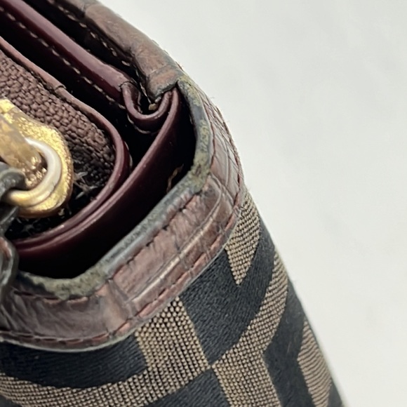 Givenchy Wallet Bi-Fold Canvas/Crocodile Embossed Brown Leather Trim Wallet - Picture 12 of 14